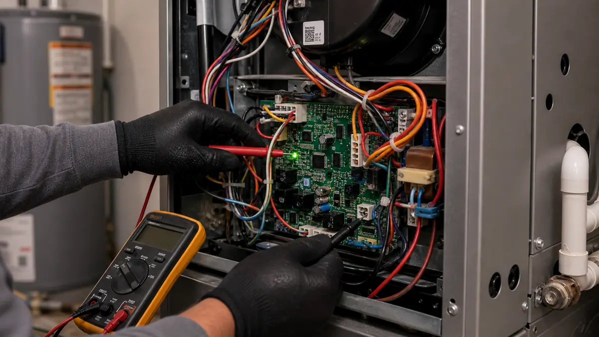Reading a Carrier furnace amber flash code in an Alhambra home in ZIP 91801